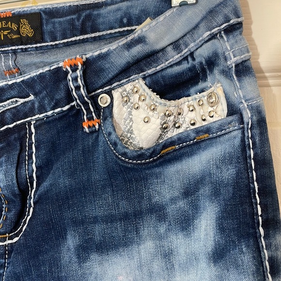 VO Jeans Trendy Tie-Dye Style Blue Straight Legs Jeans Size 28 - Picture 4 of 12